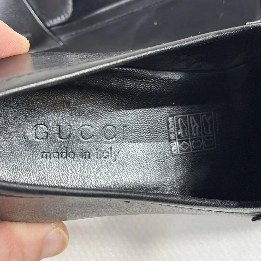 GUCCI Men's Black Double GG Logo Leather dress‎ loafers Italy 40 / US 7E w/ COA